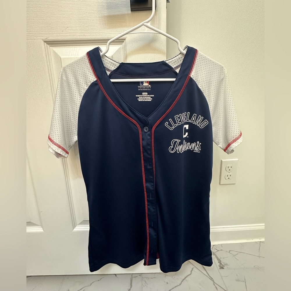 Cleveland Indians Navy and White Jersey